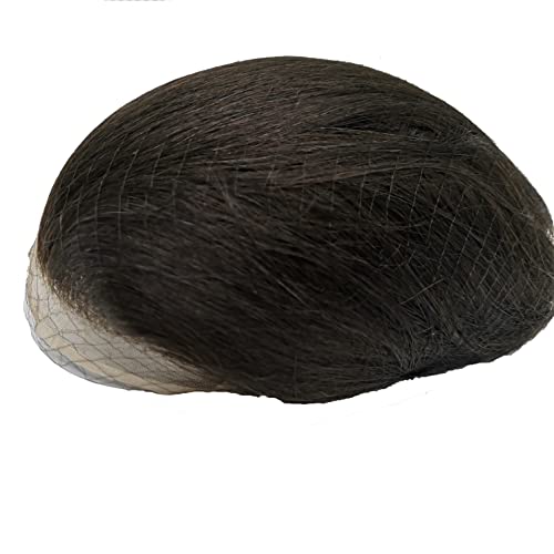 N.L.W Parrucca Uomo PU Frontale con Pizzo Toupee Pezzi di Capelli Umani Europei per Uomini Protesi Capelli Uomo 8×10 Pollici Sottile Pelle 0,06 Centimetri Spessore Uomini Parrucca in Off Black