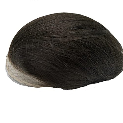 Parrucca Uomo PU Toupet Pezzi di Capelli Umani Europei per Gli Uomini Sostituzione dei Capelli Sistema 8×10 Pollici Parrucche 0.06 Centimetri di Spessore Uomini Parrucca in Off Black