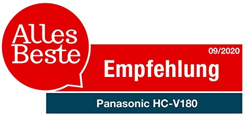 Panasonic HC-V180EG-K Videocamera Full HD (sensore da 1/5, 8 pollici, Full HD, zoom ottico 50x, grandangolo da 28 mm, stabilizzatore d'immagine a 5 assi opzionale OIS ibrido +) nero