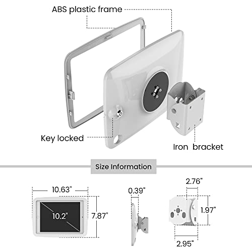 Beelta Supporto da parete per tablet iPad da 10,2", 7a/8a/9a generazione, antifurto, supporto da parete per iPad chiosco per affari e Smart Home, bianco