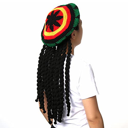 LSYYSL 1 cappello lungo intrecciato, 1 paio di occhiali e 1 braccialetto intrecciato, berretto parrucca intrecciato nero, accessori costume mascherato per feste, cosplay