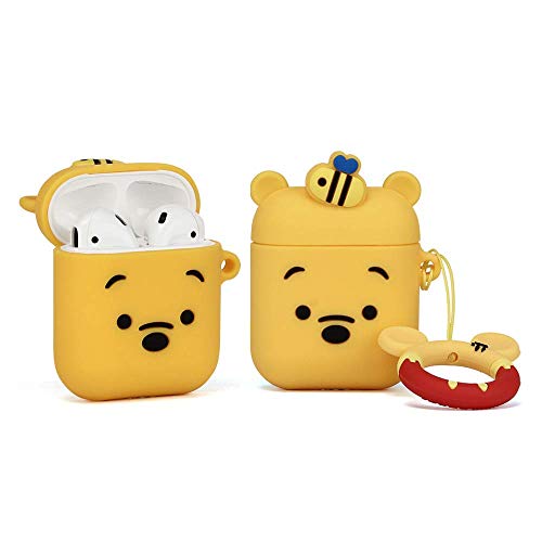 YIGEYI Custodia in Silicone Compatibile con Airpods 1 e 2 Funny Cute Cartoon 3D Case Cover[Serie di Animazione Leggero] (Winnie)