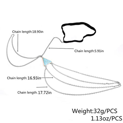 Bramian Multi-strato Turchese Gamba Catena per il corpo Gioielli in argento Spiaggia Elastico Catena per coscia Bikini Accessori per il corpo Gioielli per le donne