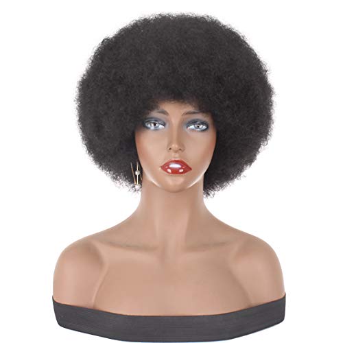 Xtrend Parrucche corte afro crespi ricci ricci neri soffici afro ricci parrucche sintetiche resistenti al calore parrucche morbide ricci ricci parrucche per donne nere 1B #