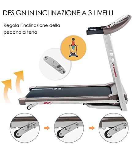 ISE Silenzioso Tapis Roulant Pieghevole Elettrico, Motore 1,5HP con Velocità Regolabile Fino 14Km/H, con 12 Programmi di Preimpostati e Schermo LCD USB, Allenamento Cardio,Tapirulan Elettrico SY-T2708