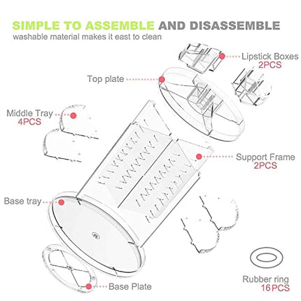 Organizzatore di trucco, espositore cosmetico girevole da 360 gradi, organizer per vanità regolabili Scaffale da bagno organizer cosmetico da bancone, contenitore cosmetico trasparente, cristallino
