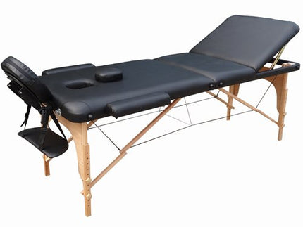 LETTINO MASSAGGIO 3 ZONE IN LEGNO PORTATILE -DIMENSIONE 180x56 CM-PESA SOLO 13,3KG CON ACCESSORI 14,5KG+ANGOLI ARROTONDATI E RINFORZATI+ PANNELLO REIKI - PER FISIOTERAPIA - NERO