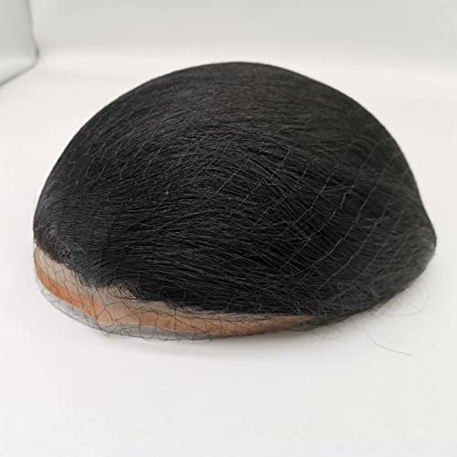 N.L.W. Parrucca Uomo PU Toupet Pezzi di Capelli Umani Europei per Gli Uomini Sostituzione dei Capelli Sistema 8×10 Pollici Parrucche 0.06 Centimetri di Spessore Uomini Parrucca in Nero Getto