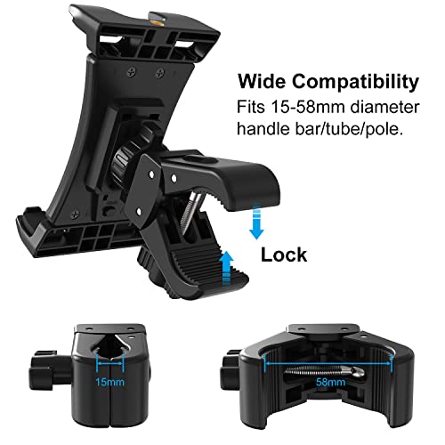 Tendak Cyclette Spin Bike Supporto per Tablet - Regolabile 360° Tapis Roulant Ginnastica Manubrio Musica Microfono Stand Supporto Titolare per iPad Pro iPad Mini Air, 4.7-12.9" Tablet Cellulari