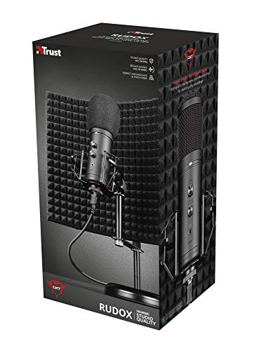 Trust Gaming Microfono con Schermo Fonoassorbente GXT 259 Rudox - USB Microfono a Condensatore per Studio e Registrazione Professionale, Canto, Podcast, Streaming, Voce, YouTube, Twitch, PC/Laptop