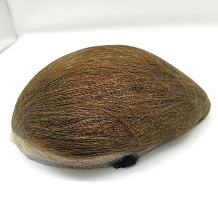 Parrucchino da uomo PU Front Pizzo Toupee Pezzi dei Capelli Umani europei per gli protesi capelli uomo 8×10 pollici sottile 0.06 cm Uomo Parrucca Sistema parrucchino Sostituzione in Marrone chiaro