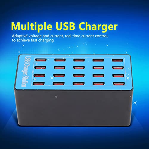 Stazione di Ricarica USB, Caricatore Rapido 100 W 5 V 20 A Ricarica Rapida 20 Porte Hub USB Stazione di Ricarica con Ventola di Raffreddamento da 50 Gradi per Telefoni, Tablet e Altri Elettronica