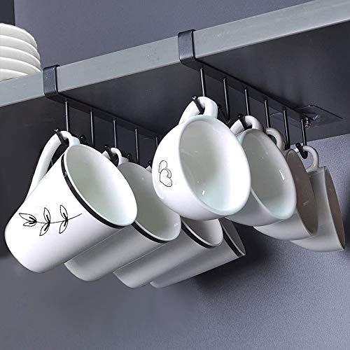 N / A AliCH 2pcs Tazze Ganci sotto Armadietto Mug Deposito Ganci Portatazze Mutifunctional Ganci Cucina Utensil Cravatte Cinture Sciarpa Appeso Rack Titolare Senza Foratura