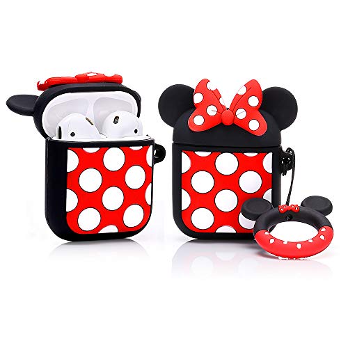 YIGEYI Custodia in Silicone Compatibile con Airpods 1 e 2 Funny Cute Cartoon 3D Case Cover[Serie di Animazione Leggero] (Minnie)