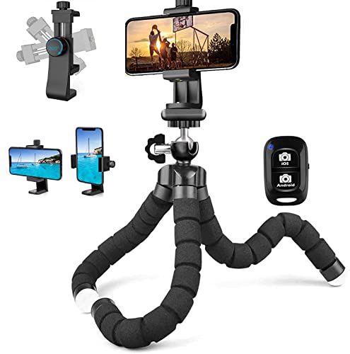 Treppiede per cellulare, Treppiede Portatile Octopus con telecomando Bluetooth e supporto per telefono, rotazione a 360° per smartphone, fotocamera DSLR