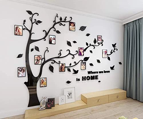 3D Albero Adesivi Fai da te Albero Adesivo da Parete Cornici per Foto Sticker Decorazioni Albero Della Vita da Parete per Soggiorno Camera da Letto Adesivo Muro(Adesivo Nero Destra,L: 175 * 230CM)