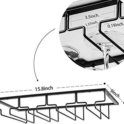 Auveach Portabicchieri Supporto con 4 Binari per 8-12 Bicchiere di Vino - Mantieni I Bicchieri Asciutti a Sospensione o a Parete Cromato Wine Glass Holder Casa Vino Bar Decorazione (4 Binari)