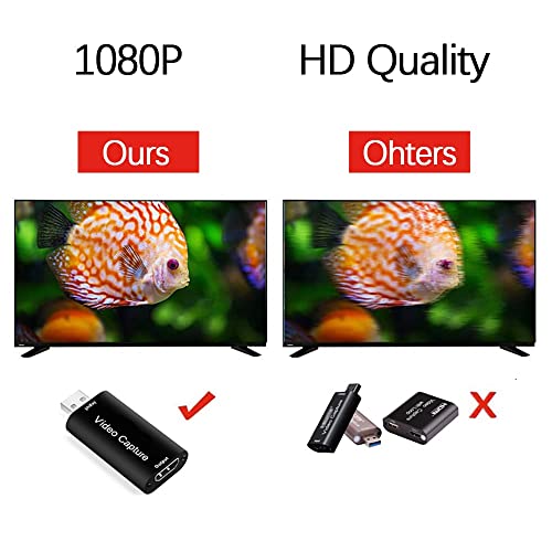 scheda acquisizione video scheda video hdmi usb，Video Game Capture Card HD 1080P per OBS Registrazione da HDMI, Tramite videocamera DSLR, per giochi, streaming, videoconferenza (XX-Large)