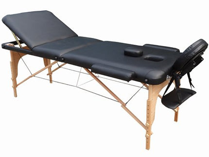 LETTINO MASSAGGIO 3 ZONE IN LEGNO PORTATILE -DIMENSIONE 180x56 CM-PESA SOLO 13,3KG CON ACCESSORI 14,5KG+ANGOLI ARROTONDATI E RINFORZATI+ PANNELLO REIKI - PER FISIOTERAPIA - NERO