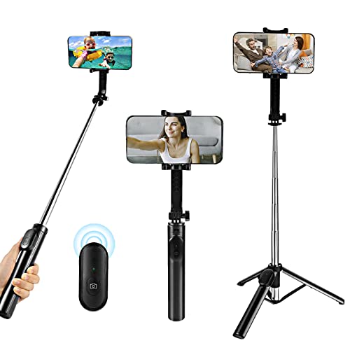 AIBUCOLL Supporto per treppiede Selfie Stick con Bluetooth| Treppiede per telefono cellulare con rotazione a 360° Compatibile con IOS 5.0 o superiore Android 4.3 o superiore| fino a 40 Pollici