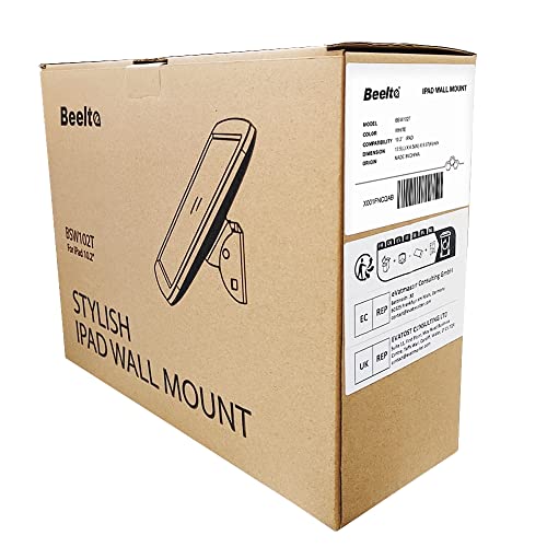 Beelta Supporto da parete per tablet iPad da 10,2", 7a/8a/9a generazione, antifurto, supporto da parete per iPad chiosco per affari e Smart Home, bianco