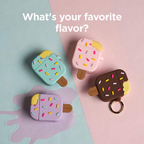 elago Gelato Custodia Cover in Silicone Morbido con Moschettone Portachiavi Compatibile con AirPods 2 & 1 - Unico 3D Cover Ice Cream Carina Regalo Cover Kawaii (Fragola)