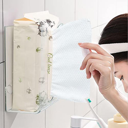 Richolyn Supporto per Scatola del Tessuto da Parete,Custodia Rettangolare in Tessuto da Parete Senza Chiodi | Porta fazzoletti da Parete per Soggiorno, Bagno, Cucina, Ufficio