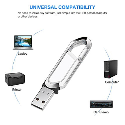 Chiavetta USB 64GB Pendrive Portatile a Forma di Portachiavi, USB 2.0 Unità Flash per Archiviazione Dati Esterna, bianca
