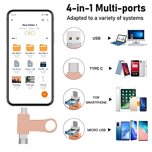 lumrok Chiavetta USB 512GB 4 in 1 Portatile Pen Drive Alta Velocità Penna USB 3.0 Photostick 512GB Memoria USB Espansione di Memoria Esterna per Dispositivi Mobili, Tablet, PC, Computer, Android