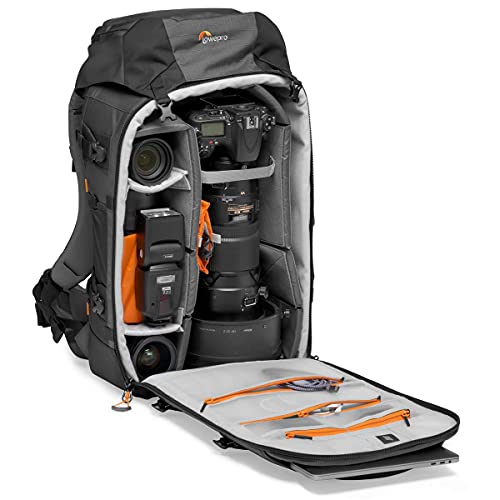 Lowepro Pro Trekker BP 550 AW II Zaino Fotografico Outdoor con Divisori MaxFit per Laptop/iPad 15", Pro Mirrorless e DSLR, Sony, Canon, Nikon, Gimbal, Drone, DJI, Nero/Grigio Scuro