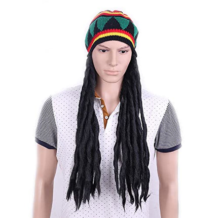 LSYYSL 1 cappello lungo intrecciato, 1 paio di occhiali e 1 braccialetto intrecciato, berretto parrucca intrecciato nero, accessori costume mascherato per feste, cosplay