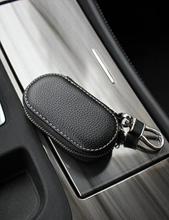 Frotox Portachiavi per Auto, Portafoglio Chiavi PU Pelle Universale Portachiavi Auto Borsa, Stile Vintage Sacchetto Chiave con Cerniera per Uomo (Nero)