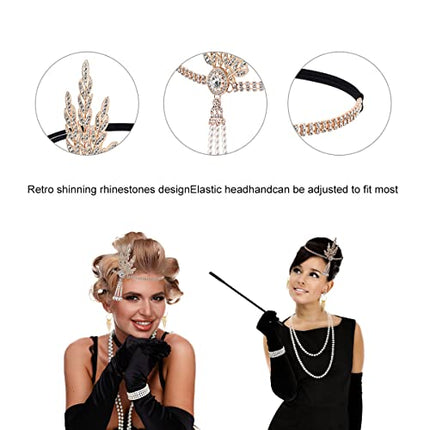 LOMUG Set di accessori per costume da donna anni '20, accessorio per costume anni '20, costume da donna con copricapo, guanti, orecchini, collane, bracciali, fan per balli di fine anno decorazione set