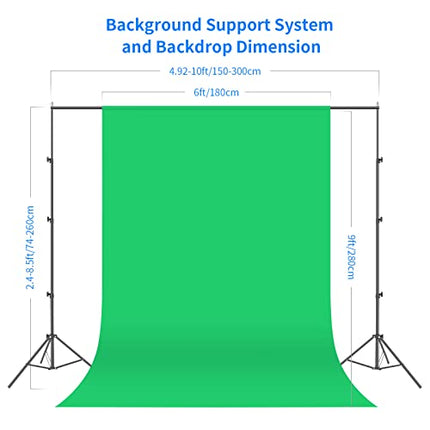 NEEWER Kit di Illuminazione per Fotografia con Supporto per Fondale 2,6x3 m, Lampadine LED 5700K Equivalenti a 800W Ombrello Softbox Illuminazione Continua, Attrezzatura per Prodotti Ritratti