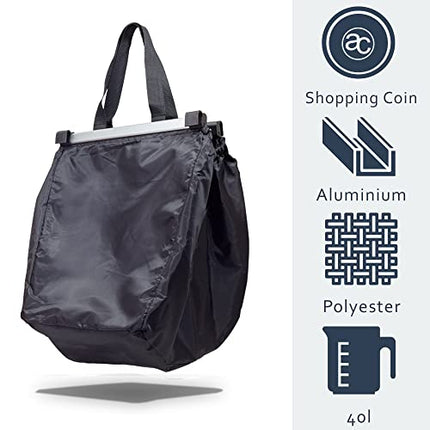 achilles, Easy-Shopper "Alu", Borsa per carrello della spesa, trolley pieghevole per la spesa, shopping bag adatto a tutti gli attuali carrelli spesa, 33x50x38cm