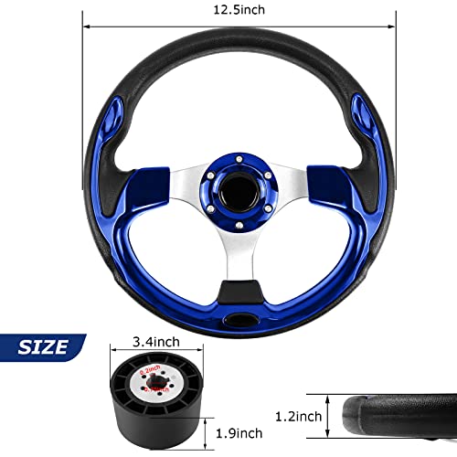 Acclcors Volante per barche da 12,5 pollici, 3/4 pollici, adattatore per volante in carbonio antiscivolo, per barche, yacht, barche pontoon (blu)