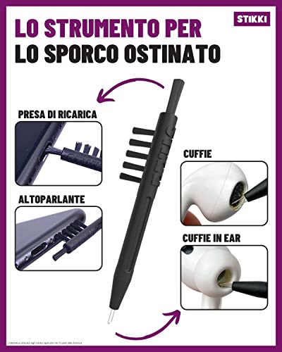 STIKKI® Pasta per la Pulizia di cellulari, Smartphone, Cuffie etc. – Kit di Pulizia Professionale con Strumenti Multifunzione Inclusi