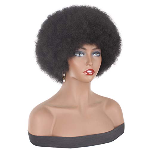 Xtrend Parrucche corte afro crespi ricci ricci neri soffici afro ricci parrucche sintetiche resistenti al calore parrucche morbide ricci ricci parrucche per donne nere 1B #