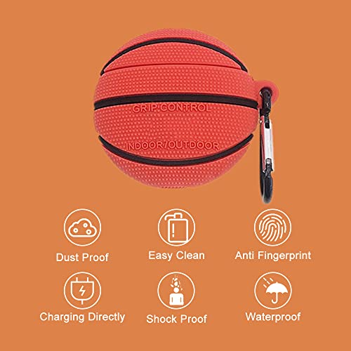 Viwind Cover AirPods 2 & 1 Generazione Custodia AirPods 2 1 Divertenti Silicone,3D Cartoni Animati AirPod 2 & 1 con Moschettone Portachiavi [Antiurto & Supporto Ricarica Wireless]-Basketball