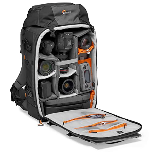 Lowepro Pro Trekker BP 550 AW II Zaino Fotografico Outdoor con Divisori MaxFit per Laptop/iPad 15", Pro Mirrorless e DSLR, Sony, Canon, Nikon, Gimbal, Drone, DJI, Nero/Grigio Scuro