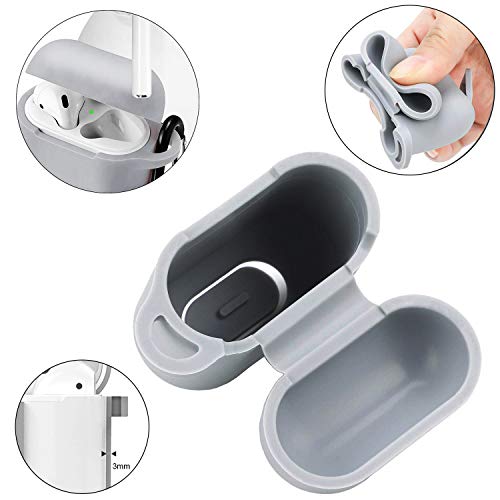 Custodia protettiva con portachiavi a forma di pompon compatibile con custodia di ricarica per AirPods, guscio in silicone antipolvere e cinghia anti-smarrimento, con moschettone di bloccaggio