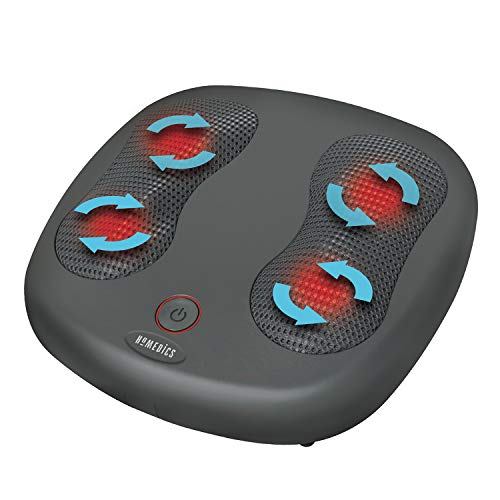 HoMedics Dual Shiatsu Massaggiatore Piedi, Massaggiatore Elettrico Plantare Shiatsu con 12 Testine Rotanti, Rilassa i Muscoli, Opzione Calore, Nero