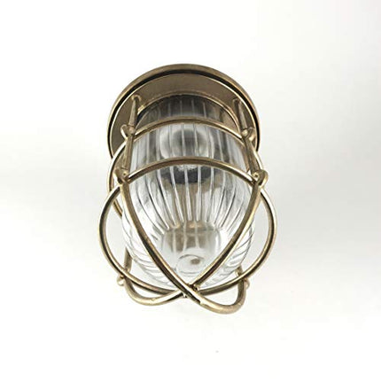 Lampada da ponte nautica vintage KsH e Co Aristomachos in ottone naturale