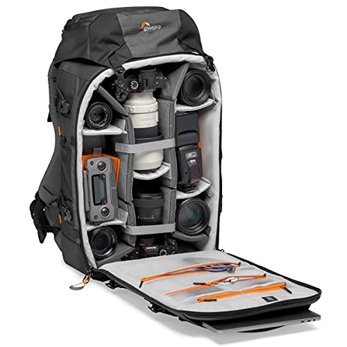 Lowepro Pro Trekker BP 550 AW II Zaino Fotografico Outdoor con Divisori MaxFit per Laptop/iPad 15", Pro Mirrorless e DSLR, Sony, Canon, Nikon, Gimbal, Drone, DJI, Nero/Grigio Scuro