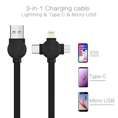 Cavo di ricarica multi-veloce 3A 2Pack 3-in-1 Cavo di trasferimento dati retrattile da 1 m a Micro USB di tipo C per iPhone 12 11 Xs Xr X 8,iPad,iPod,Samsung Galaxy,Huawei,Nokia,LG,Pixl,Xiaomi,HTC