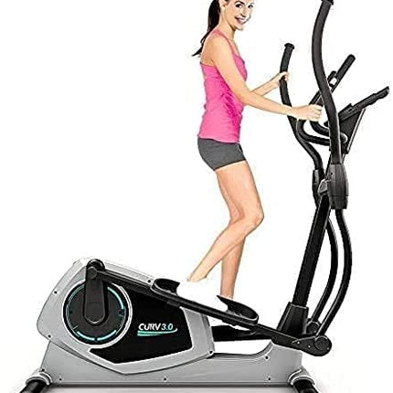 Bluefin Fitness CURV 3.0 Bicicletta Ellittica da Casa | Cross Trainer | Esercizi di Step | Air Walker | Display LCD Digitale | Bluetooth | App Smartphone | Nero e Grigio-Argento