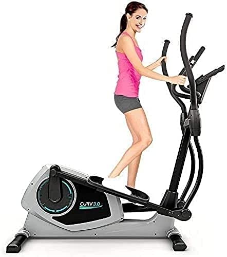 Bluefin Fitness CURV 3.0 Bicicletta Ellittica da Casa | Cross Trainer | Esercizi di Step | Air Walker | Display LCD Digitale | Bluetooth | App Smartphone | Nero e Grigio-Argento