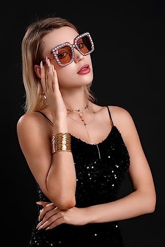 LaVenty Lusso Oro Discoteca Partito Outfit Donne Discoteca Partito Accessori Discoteca Palla Orecchini Discoteca Collana Strass Occhiali 70s Disco Party Supplies Club Musical Festival Outfit