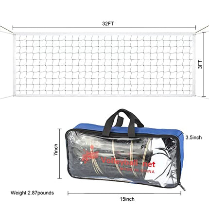 Rete da pallavolo professionale, rete da pallavolo all'aperto resistente, rete da pallavolo da cortile 9,5 x 1 m con fune metallica per aerei, rete da pallavolo portatile per piscina spiaggia giardino