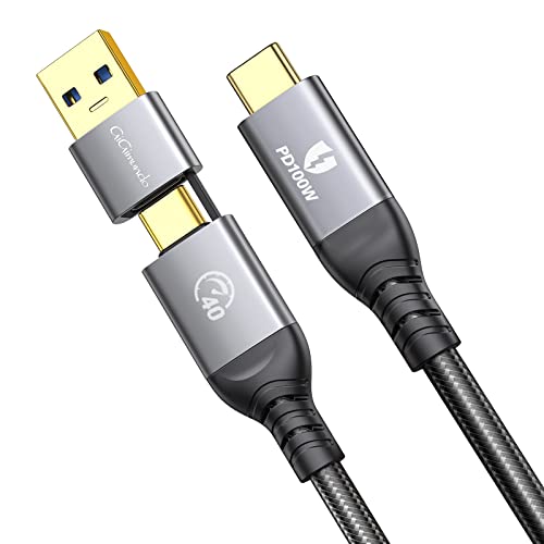 GiGimundo Cavo USB C 40Gbps para Thunderbolt 4, compatible con video 8K 60 Hz PD100 W, Cable(0,5M) 2 en 1 A/C a tipo C